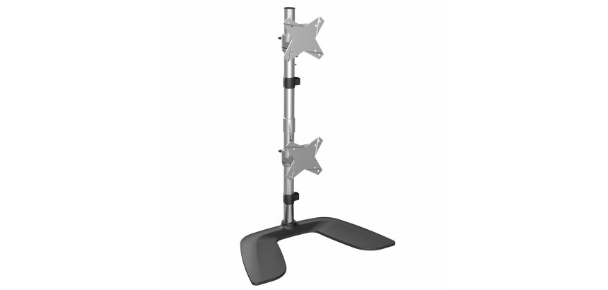 StarTech.com Soporte VESA para 2 Monitores de hasta 27" - Base para Monitor Ergonómica de Sobremesa - de Montaje para 2 Monitores Apilados Verticalmente - Altura Ajustable - Plata