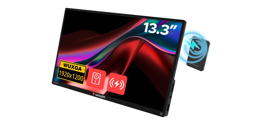 Verbatim Portable Touchscreen Monitor 13.3" WUXGA Resolution & Wireless Power Supply