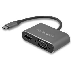 StarTech.com Adaptador USB-C a VGA y HDMI - 2en1 - 4K 30Hz - Gris Espacial - Adaptador Gráfico Externo USB Tipo C