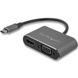 StarTech.com Adaptador USB-C a VGA y HDMI - 2en1 - 4K 30Hz - Gris Espacial - Adaptador Gráfico Externo USB Tipo C