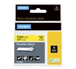 DYMO Rhino etiquetas industriales de nailon flexible | 12 mm x 3,5 m | de color negro sobre fondo amarillo