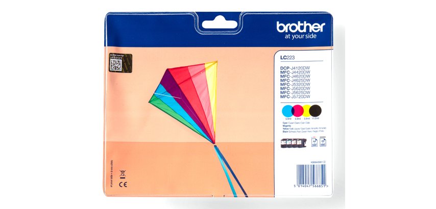 Brother LC-223 / LC223VALBP Pack negro+colores Cartucho original de capacidad estándar (550 páginas)