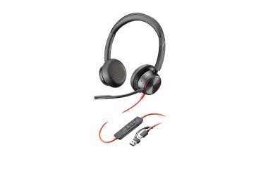 HP Poly Auriculares estéreo Blackwire 8225 con certificación Microsoft Teams USB-C + Adaptador USB-C/A