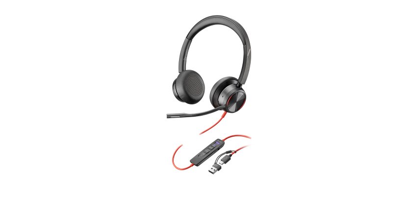 HP Poly Auriculares estéreo Blackwire 8225 con certificación Microsoft Teams USB-C + Adaptador USB-C/A