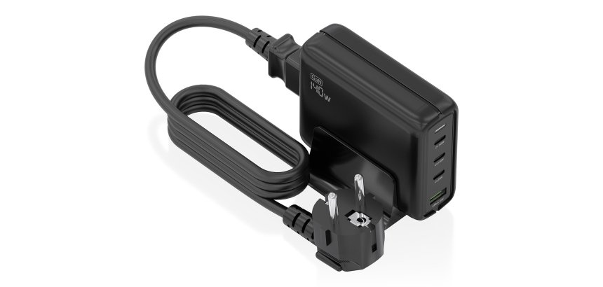 AISENS Cargador Sobremesa GaN 140W, 3x USB-C PD3.1 QC4.0 QC5.0, 1x USB-A QC3.0, Negro