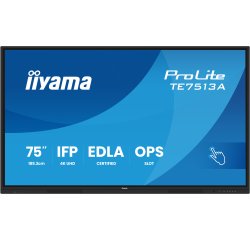 iiyama TE7513A-B3AG Écran d'affichage dynamique Écran plat interactif 190,5 cm (75") LCD Wifi 500 cd/m² 4K Ultra HD Noir Écran tactile Intégré dans le processeur Android 24/7