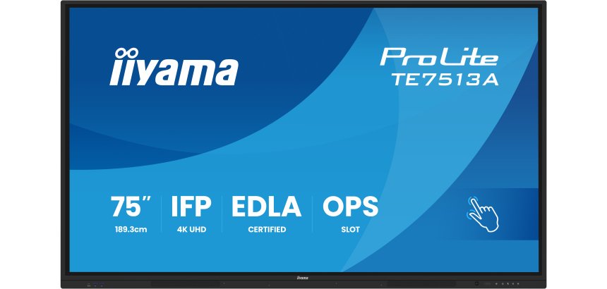 iiyama TE7513A-B3AG Écran d'affichage dynamique Écran plat interactif 190,5 cm (75") LCD Wifi 500 cd/m² 4K Ultra HD Noir Écran tactile Intégré dans le processeur Android 24/7