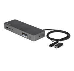 StarTech.com USB-A & USB-C Docking station - Hybrid Universal Laptop Dockingstation für zwei Monitoren 4K60Hz HDMI & DP - USB 3.1 Hub, GbE - 60W Power Delivery - Windows, Mac & Chrome