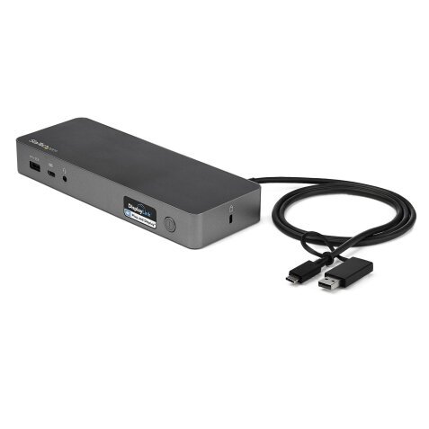 StarTech.com Station d'Accueil Universelle pour Ordinateur Portable, Station d'Accueil Hybride USB-C & USB-A, Dual 4K DP & HDMI, 60W PD, Mac / Windows / Chrome OS, 4x USB 5Gbps Hub, GbE