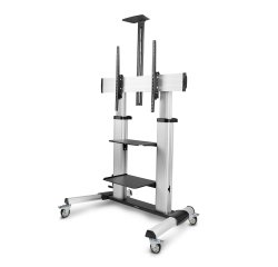 StarTech.com Verrijdbare TV Standaard op Wielen voor 60-100inch Flat Screens tot 100kg, In Hoogte Verstelbaar via Krukas, Mobiele Televisie Standaard/Trolley