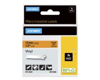 DYMO RHINO Etiquette en vinyle, 12 mm x 5,5 m, noir/orange