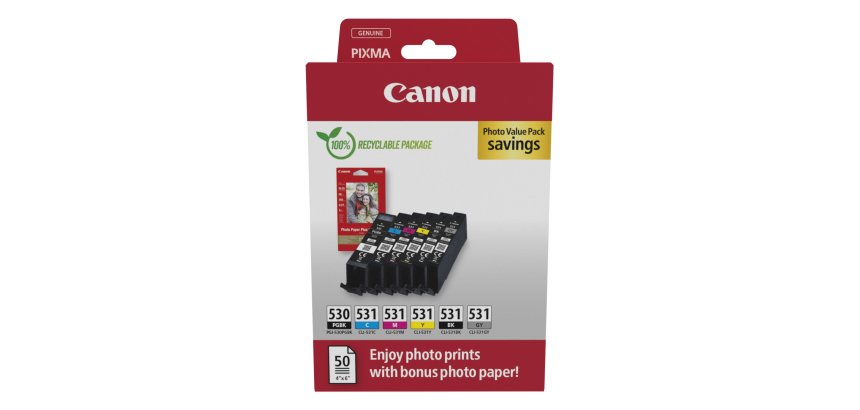 Canon PGI-530/CLI-531 PVP cartouche d'encre 6 pièce(s) Original Noir, Cyan, Gris, Magenta, Photo noire, Jaune