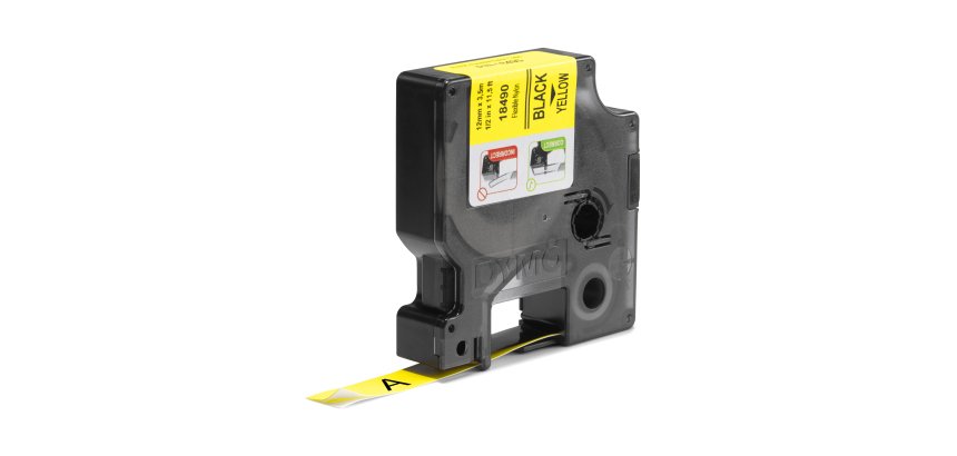 DYMO Rhino etichette industriali in nylon flessibile | 12 mm x 3,5 m | nero su giallo