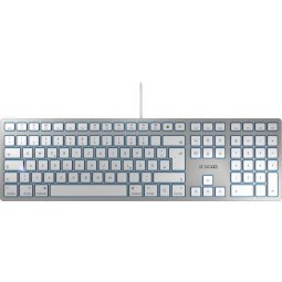 CHERRY KC 6000 SLIM FOR MAC Clavier filaire pour Mac, blanc/argent, USB, AZERTY - FR