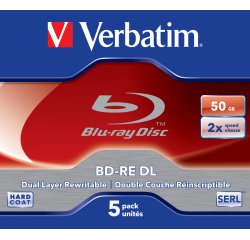 Verbatim BD-RE DL 50GB 2 x 5 Pack Jewel Case 5 pz