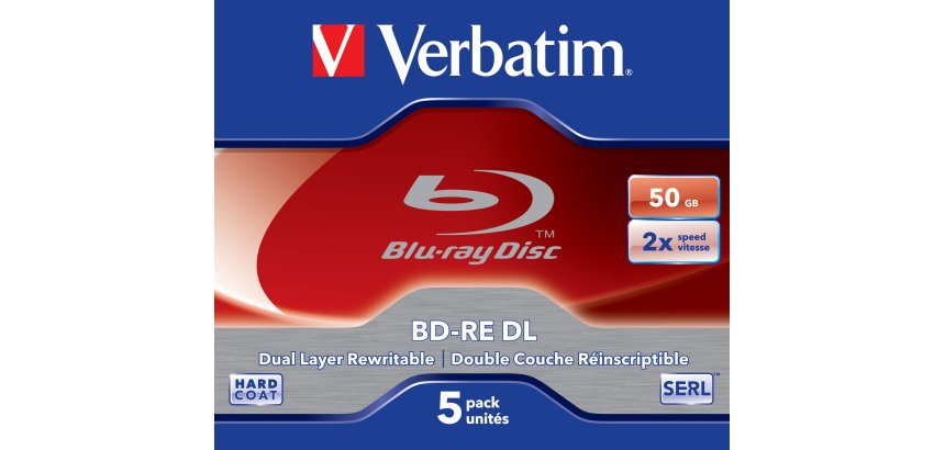 Verbatim BD-RE DL 50GB 2 x 5 Pack Jewel Case 5 pz