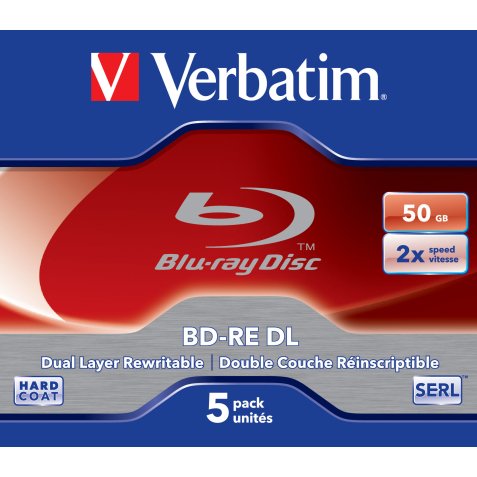 Verbatim BD-RE DL 50GB 2 x 5 Pack Jewel Case 50 Go 5 pièce(s)