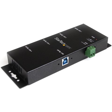 StarTech.com Hub Concentrador USB 3.0 de 4 Puertos - 5Gbps - Ladrón USB-A Industrial de Metal - de Montaje en Carril DIN, Pared o Escritorio - Hub de Expansión TAA