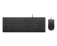 Lenovo Essential Wired Combo Black US Euro clavier Souris incluse Universel USB Noir