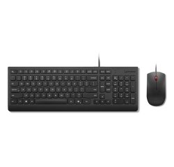 Lenovo Essential Wired Combo Black US Euro tastiera Mouse incluso Universale USB Nero