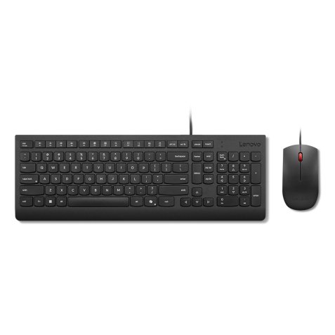 Lenovo Essential Wired Combo Black US Euro tastiera Mouse incluso Universale USB Nero