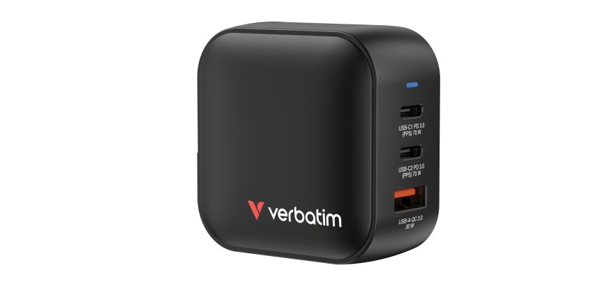 Verbatim Mini GaN Charger 70W Universel Noir Secteur Charge rapide Intérieure