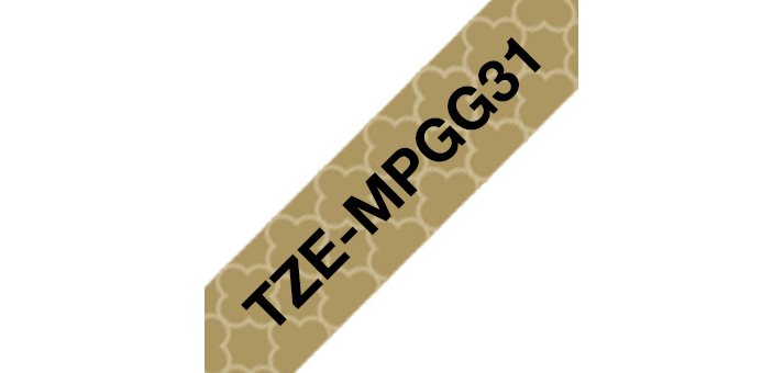 Brother TZE-MPGG31 ruban d'étiquette Noir sur or