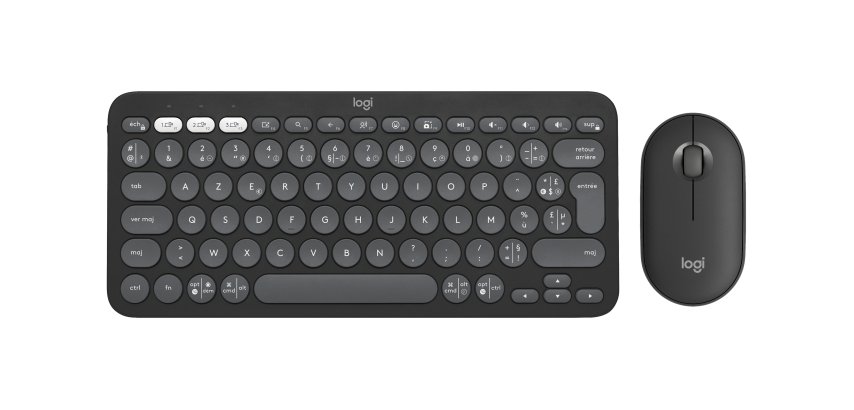 Ensemble clavier et souris Logitech Pebble 2 Combo, clavier et souris sans fil - Graphite