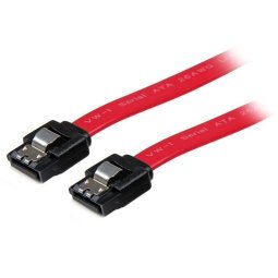 Cable SATA con Cierre de Seguridad de 18 pulgadas, 0,457 m, SATA III, SATA 7-pin, SATA 7-pin, Macho/Macho, Rojo