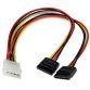 StarTech.com Adaptador Cable Divisor Molex 4 Pines a SATA - 2x Hembra SATA y 1x Macho LP4