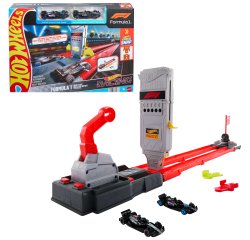 Hot Wheels City Racing Formula 1 Grid Start Track Set & 2 Die-Cast F1 Cars in 1:64 Scale