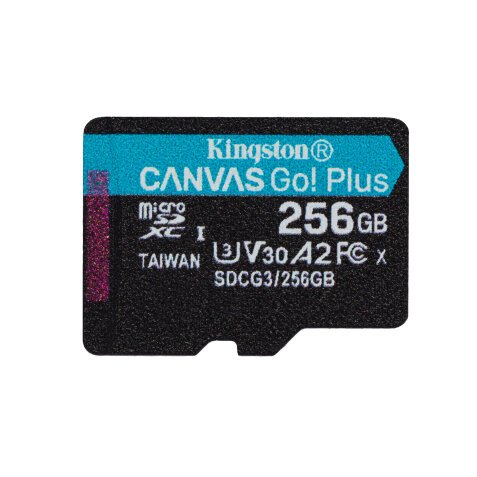 Kingston Technology Paquete de una tarjeta microSDXC Canvas Go Plus 170R A2 U3 V30 de 256 GB sin ADP