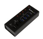 StarTech.com 4 Port USB 3.0 Hub (5Gbps) plus 3 Dedicated USB Charging Ports (2 x 1A & 1 x 2A) - Wall Mountable Metal Enclosure