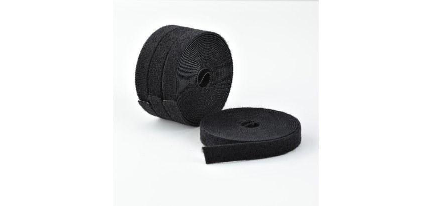StarTech.com Pack of 4 Rolls of Self-Gripping Tape 4.6m, Width 1.3 cm, Black, Reusable Cable Ties Cut to Length, Fastening Tape, Adjustable Fabric Straps, Bulk Roll
