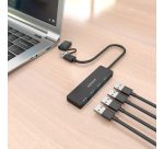 AISENS Hub USB 3.1 USB-C USB-A, USB-C/M+USB-A/M-4xTIPO A/H, Negro, 15cm