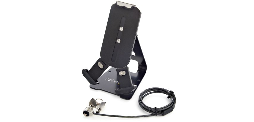 Soporte para Tablet con Cable de Seguridad con Candado K-Slot - Base para Tablets de 7,9 a 13 Pulgadas - Soporte Universal Ajustable de Sobremesa para Tablet - Soporte Antirrobo