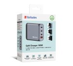 Verbatim GNC-100 GaN Charger 100W with 2 x USB-C PD 100W / 1 x USB-C PD 65W / 1 x USB-A QC 3.0 (EU/UK/US)
