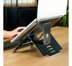 R-Go Tools Support pour ordinateur portable R-Go Riser, pliable, ergonomique et réglable, aluminium Hylite, noir