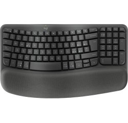 Logitech Wave Keys for Business, tastiera wireless ergonomica con supporto per i polsi imbottito, tecnologia Secure Logi Bolt, Bluetooth, compatibile con Windows/Mac/Chrome/Linux - Grafite