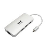 Tripp Lite Estación de Conexión USB-C, (x2) HDMI + VGA, Thunderbolt 3, USB-A, Carga PD – 1080p @ 60 Hz, Plata