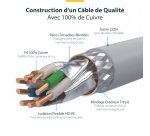 StarTech.com Câble Ethernet CAT8 Blanc de 1m, RJ45 Snagless, 25G/40G, 2000MHz, 100W PoE++, S/FTP, Fil de Cuivre Pur 26AWG, LSZH, Cordon de Raccordement Réseau Blindé avec Serre-Câble, Testé par Fluke Channel