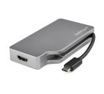 StarTech.com USB C Multiport Video Adapter met HDMI, VGA, Mini DisplayPort of DVI, USB Type C Monitor Adapter naar HDMI 2.0 of mDP 1.2 (4K 60Hz), VGA of DVI (1080p), Space Gray Aluminium
