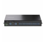StarTech.com 16-Port Industrial USB 5Gbps Hub with Power Adapter, Metal Enclosure, Mountable, ESD Protection, Terminal Block Power, USB Charging, Dual-Host Switch - TAA