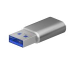AISENS Mini Adaptador USB 3.2 Gen2 / USB 2.0 3A, Tipo USB-C/H-A/M, Gris