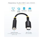 StarTech.com Adaptateur Audio USB-C vers Prise Casque/Casque 3,5 mm TRRS, Dongle Aux USB Type-C vers Jack, Hi-Fi 32-bit DAC, pour Ordinateur Portable/Téléphone/Tablette, Compatible USB-C/Thunderbolt