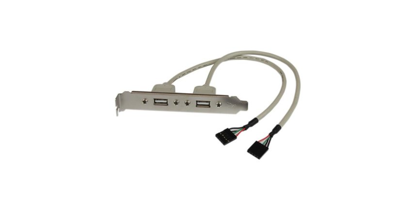 Adaptador de Placa USB A Hembra de 2 puertos, 2 x IDC, 2 x USB A, 0,286 m, Plata