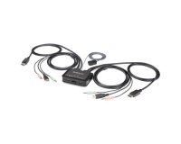 StarTech.com Switch KVM DisplayPort 2 Ports- 4K 60 Hz - Commutateur KVM USB DP 1.2 UHD avec Câbles 1,2 m Integrés & Audio - Alimenté par Bus - Commutation à Distance 1,5 m avec Bouton