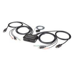 StarTech.com Switch KVM DisplayPort a 2 porte - 4K 60Hz - KVM switch compatto a doppia porta UHD DP 1.2 USB con cavi da 1,5 m e audio - Alimentazione via bus e commutazione remota - MacBook ThinkPad