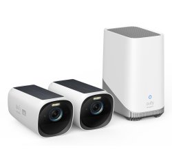 Eufy Kit de 2 cámaras eufyCam 3 de Security, cámara de seguridad 4K con panel solar integrado, IA de reconocimiento facial, cámara de seguridad con almacenamiento local ampliable, cámara exterior con energía constante, foco y visión nocturna en color, sin
