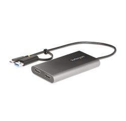 StarTech.com Adaptateur USB-C vers Double HDMI - USB-C ou A vers 2x HDMI - 4K 60Hz - 100W Power Delivery Pass-Through - Adaptateur Vidéo avec Câble Intégré de 30cm - Convertisseur USB-C vers HDMI pour PC Portable